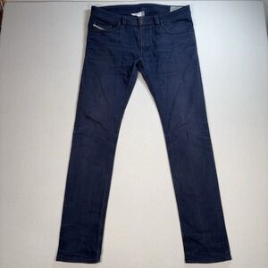 Diesel Thavar Slim-Skinny Jeans Men's 34 (fits 36x33) Navy Stretch Denim